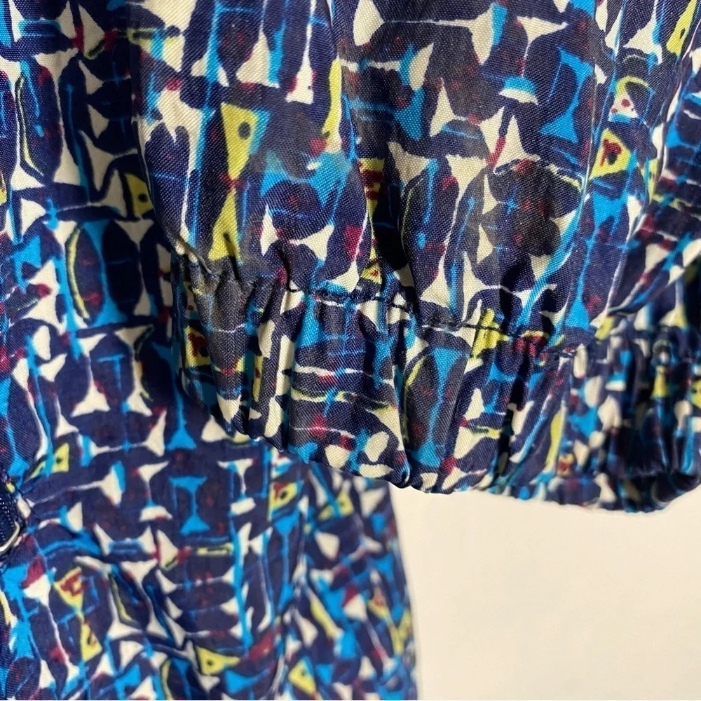Nike Vintage Blue Patterned y2k Windbreaker Anorak Jacket Hood size Large